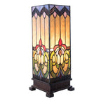 Tiffany Tafellamp 17x17x44 cm Beige Blauw Glas Tiffany Bureaulamp