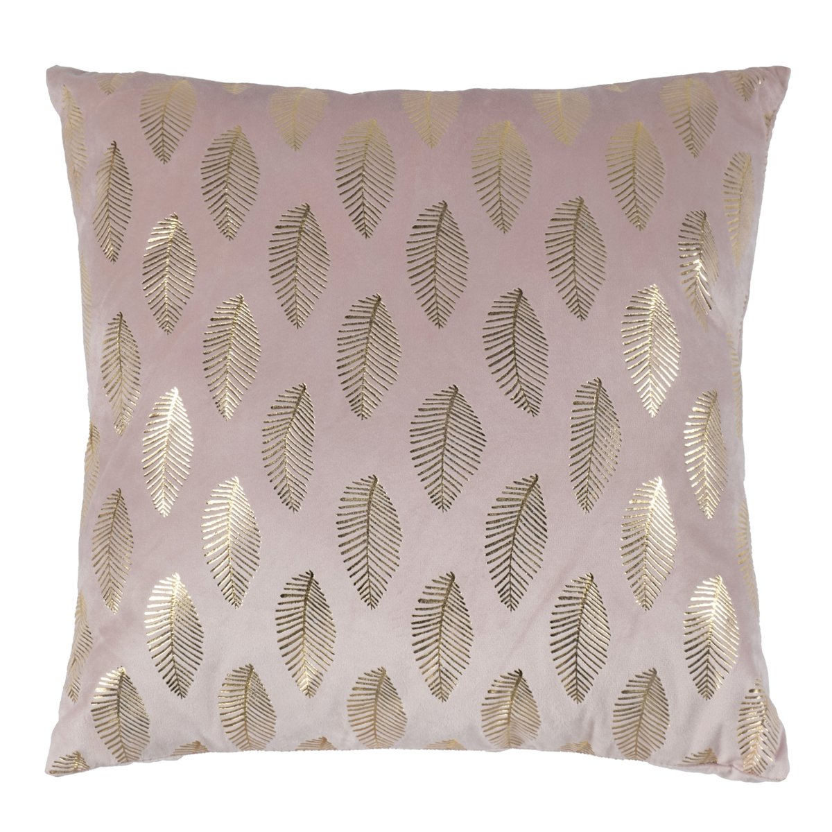 Cushion Velvet Soft Pink Print Leaf Goud 45 x 45 cm