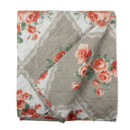 Bedsprei 240x260 cm Grijs Roze Katoen Bloemen Sprei