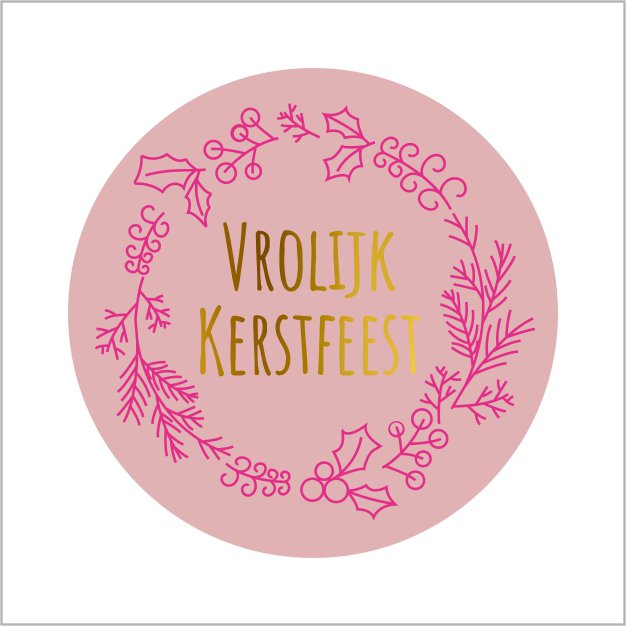 Etiketten – Vrolijk Kerstfeest – Poeder Roze – 250 Stuks