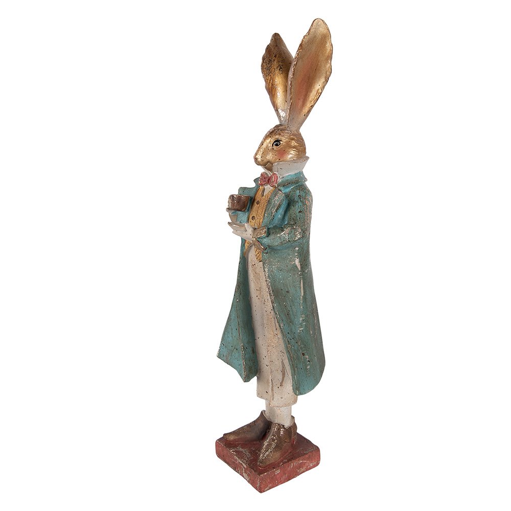 Decoratie Beeld Konijn 14x12x47 cm Goudkleurig Kunststof