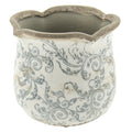 Bloempot Ø 18x17 cm Beige Grijs Keramiek Bloemen Bloempot Binnen