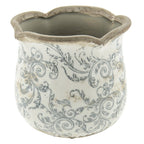 Bloempot Ø 18x17 cm Beige Grijs Keramiek Bloemen Bloempot Binnen