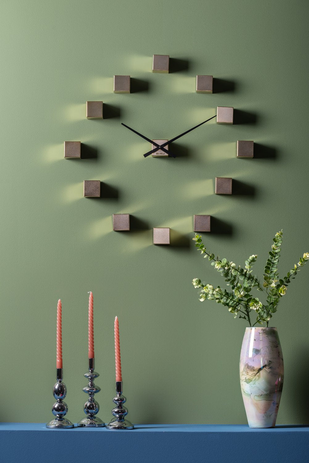 Wandklok DIY Kubiek Metallic