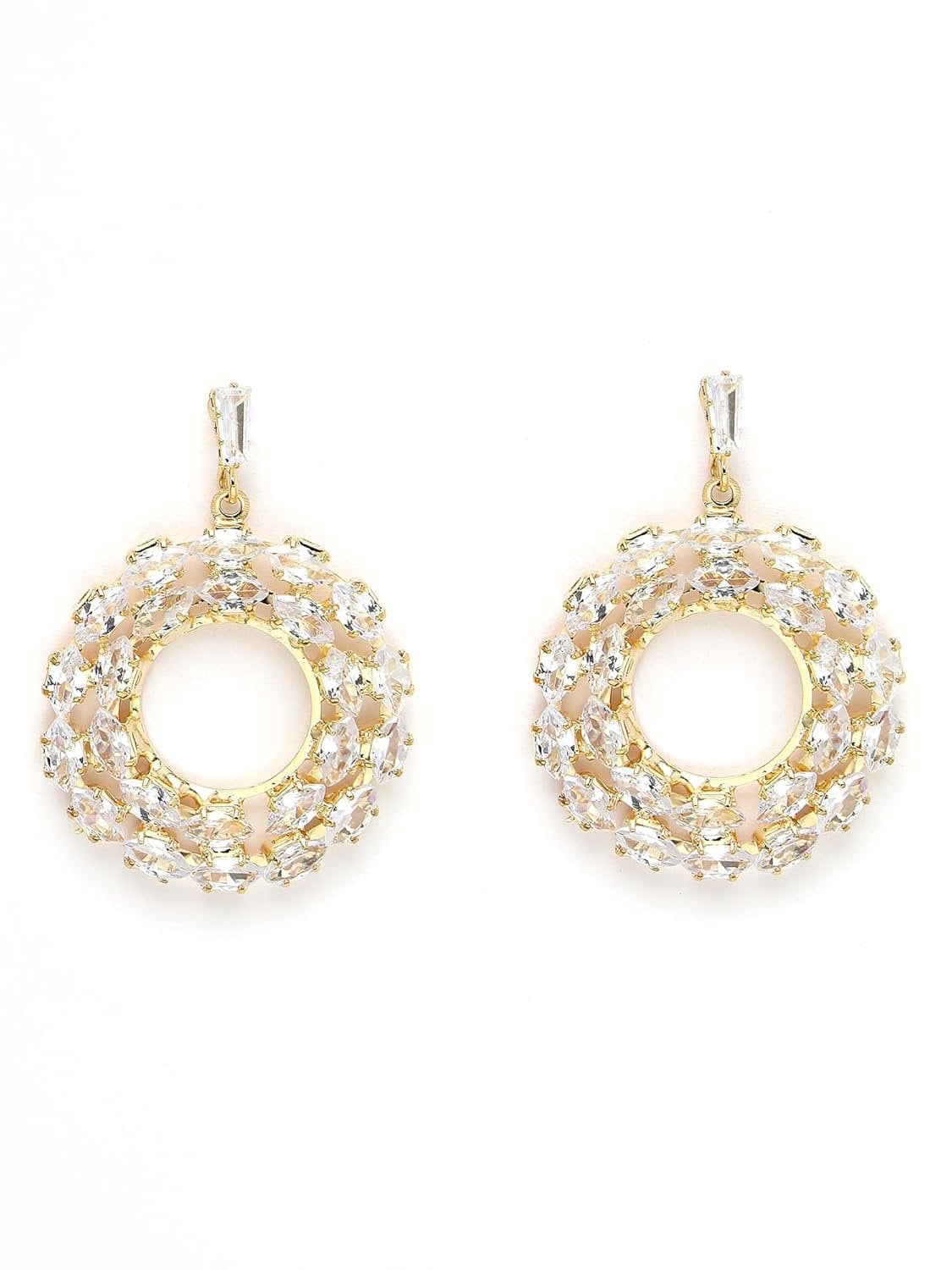 Amerikaanse diamanten ronde oorbellen – vergulde mode-sieraden – retailpaar