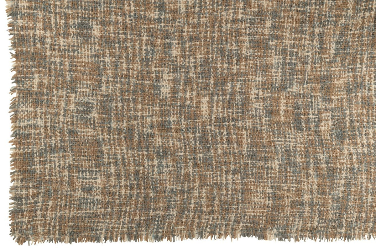 J-Line Plaid tweed - katoen - blauw/beige - 180 x 130 cm