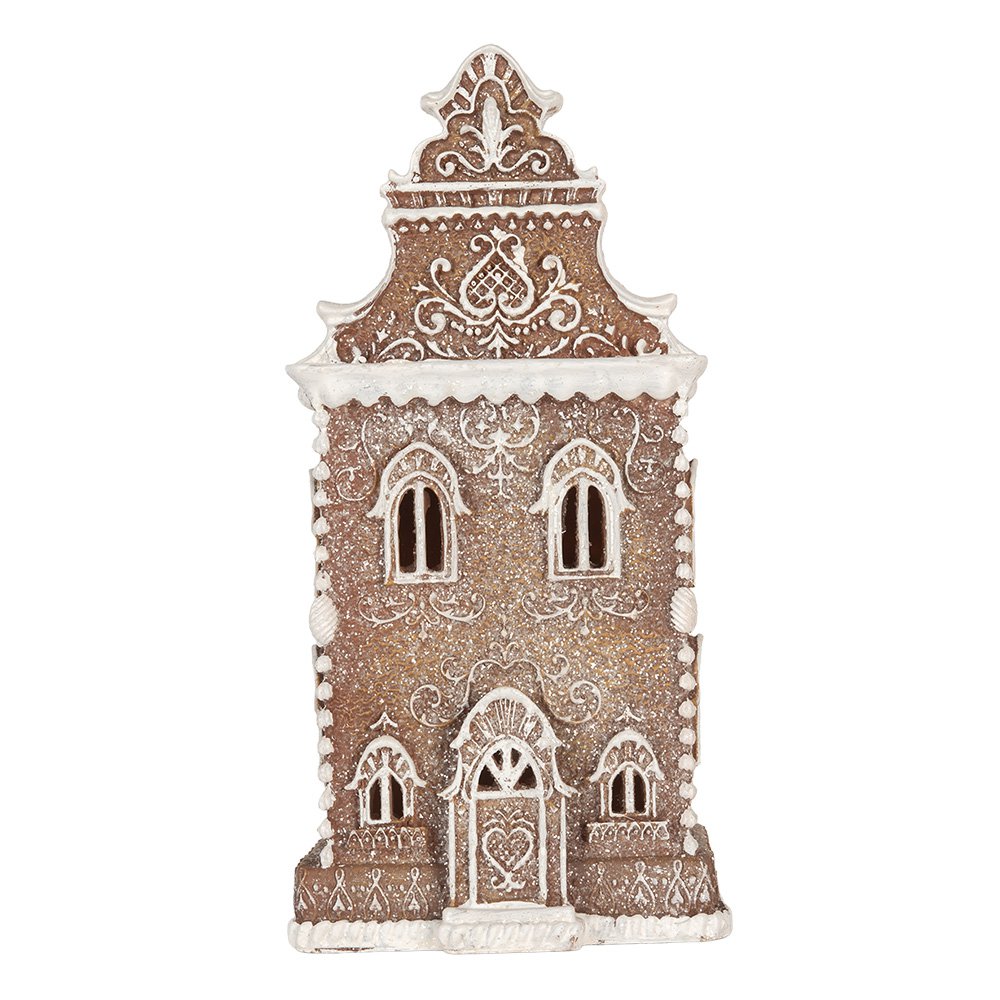 Gingerbread house met LED 17x15x35 cm Bruin Kunststof