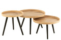 J-Line Set Van 3 Bijzettafel Rond Mango Hout Naturel
