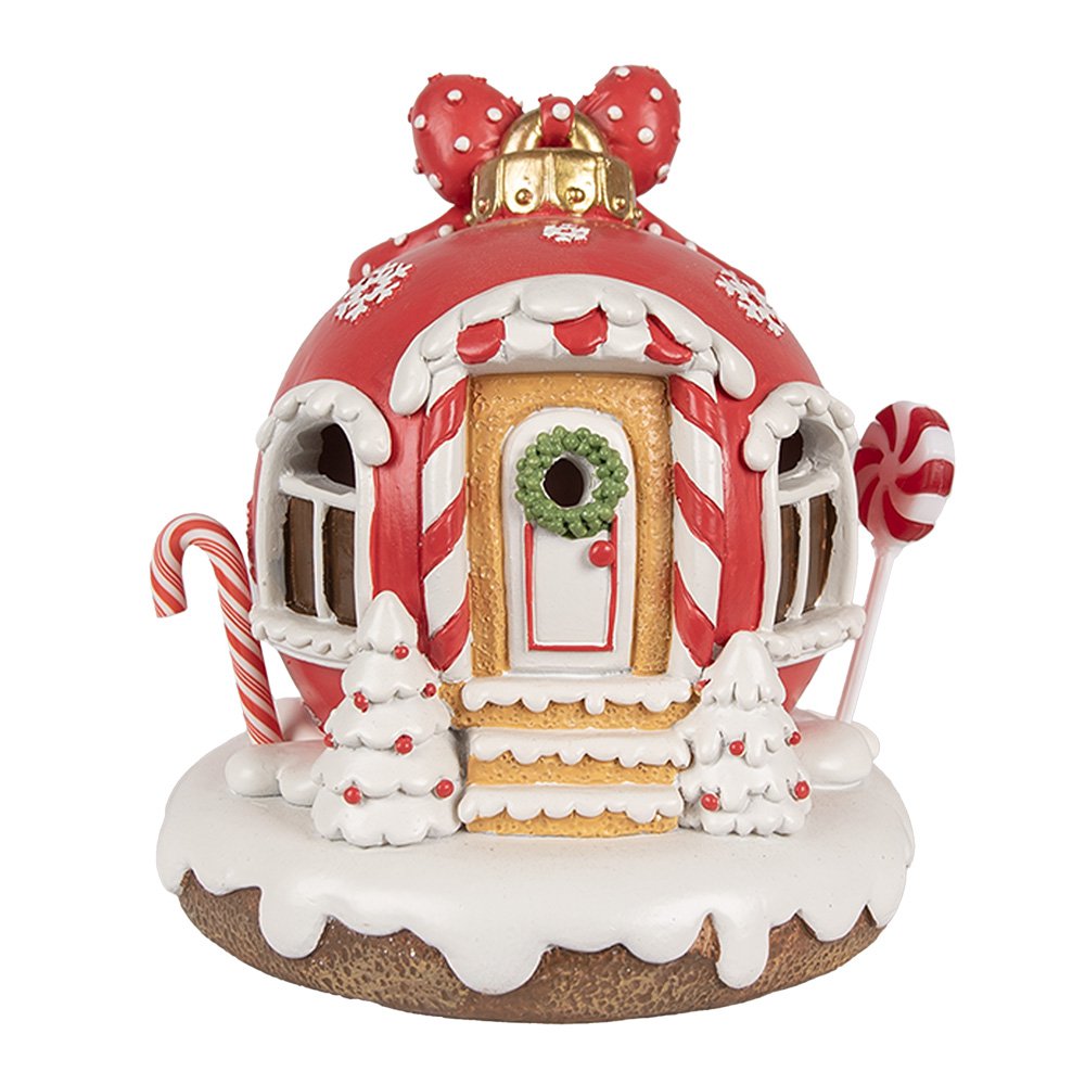 Decoratie Huis met LED Gingerbread house 14 cm Rood Kunststof Peperkoekhuisje