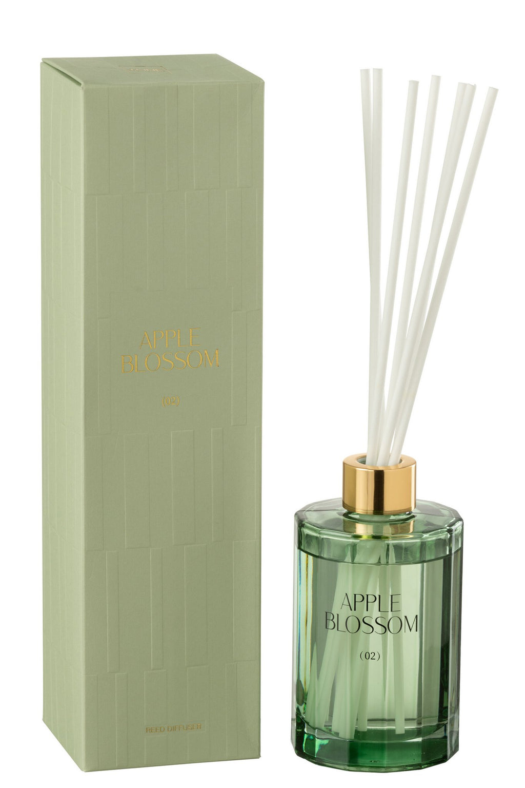 J-Line geurstokjes Apple Blossom - glas - groen