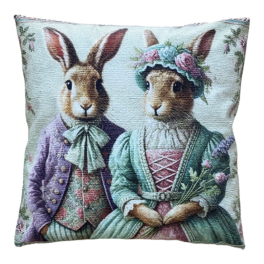 Sierkussen 45x45 cm Groen Polyester Konijnen