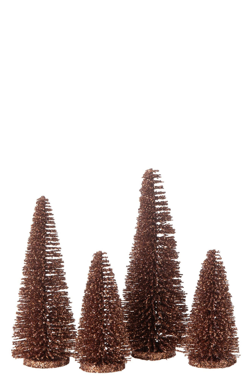 J-Line decoratie Kerstboom Glitter - kunststof - bruin - doos van 8