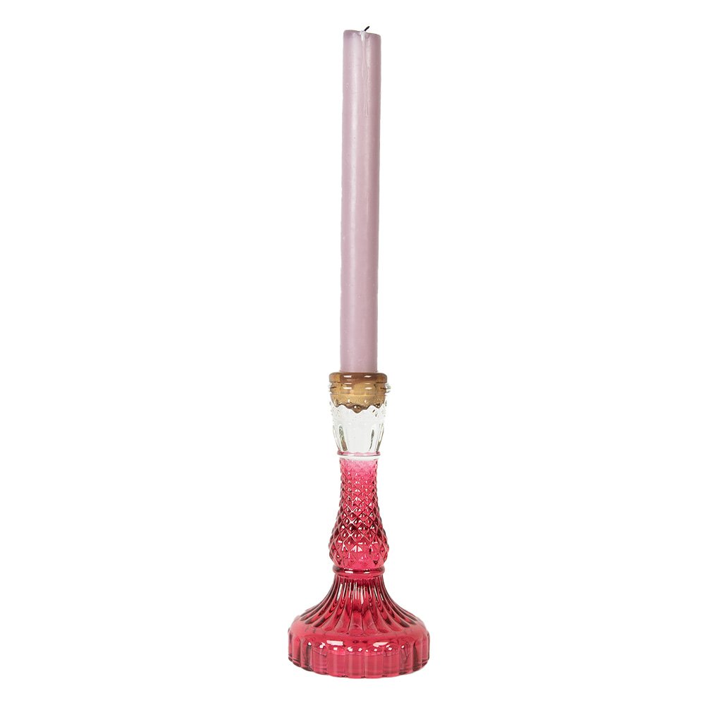 Kandelaar Ø 9x17 cm Roze Glas