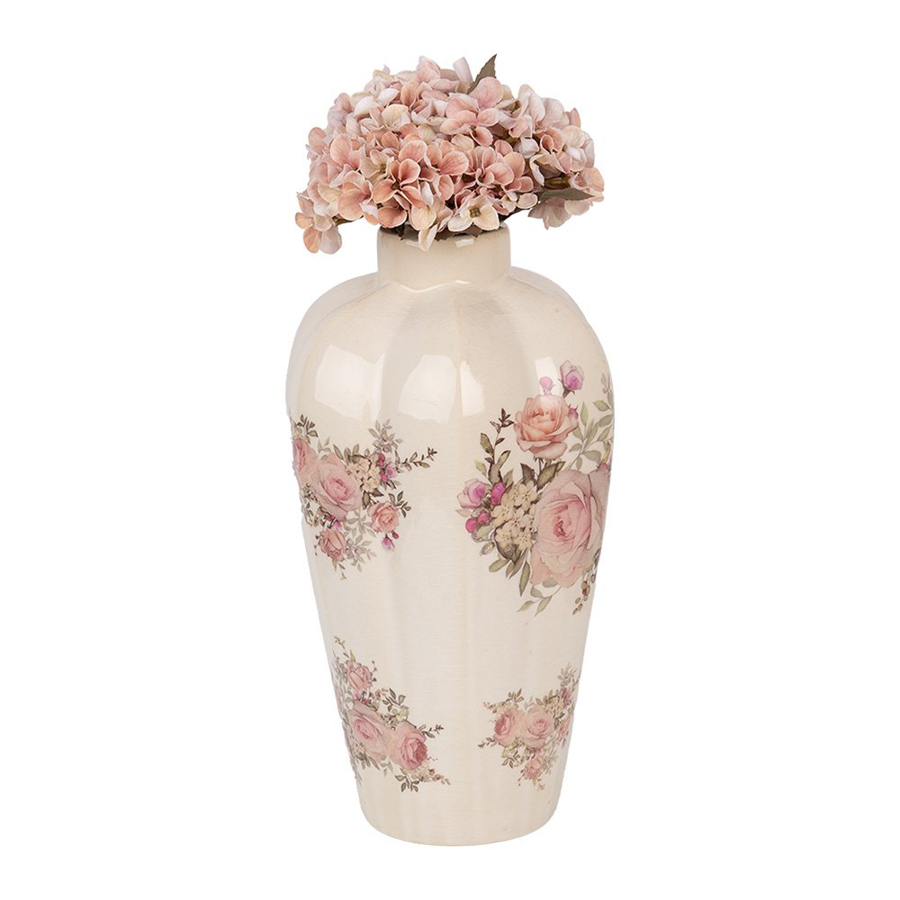 Vaas Ø 21x34 cm Beige Keramiek Bloemen