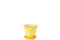 J-Line bloempot Granada - keramiek - geel - small - Ø 21 cm