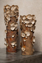 J-Line vase Paddenstoelen Cilinder - steengoed - bruin/beige - large