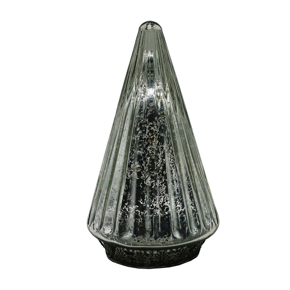 Kerstdecoratie met LED-verlichting Kerstboom Ø 11x19 cm Zilverkleurig Glas