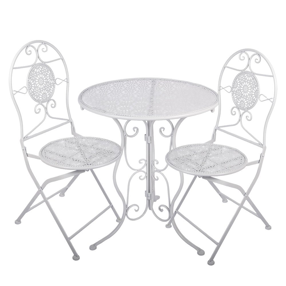 Bistroset Bistrotafel Bistrostoel 3-delig Ø 60x70 / 50x40x93 cm Wit Metaal