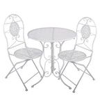 Bistroset Bistrotafel Bistrostoel 3-delig Ø 60x70 / 50x40x93 cm Wit Metaal