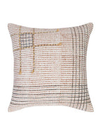 Set van 2 - Kussenhoezen met geometrisch patroon – Duurzame katoenen stof – Gebroken wit en bruin – 45x45 cm