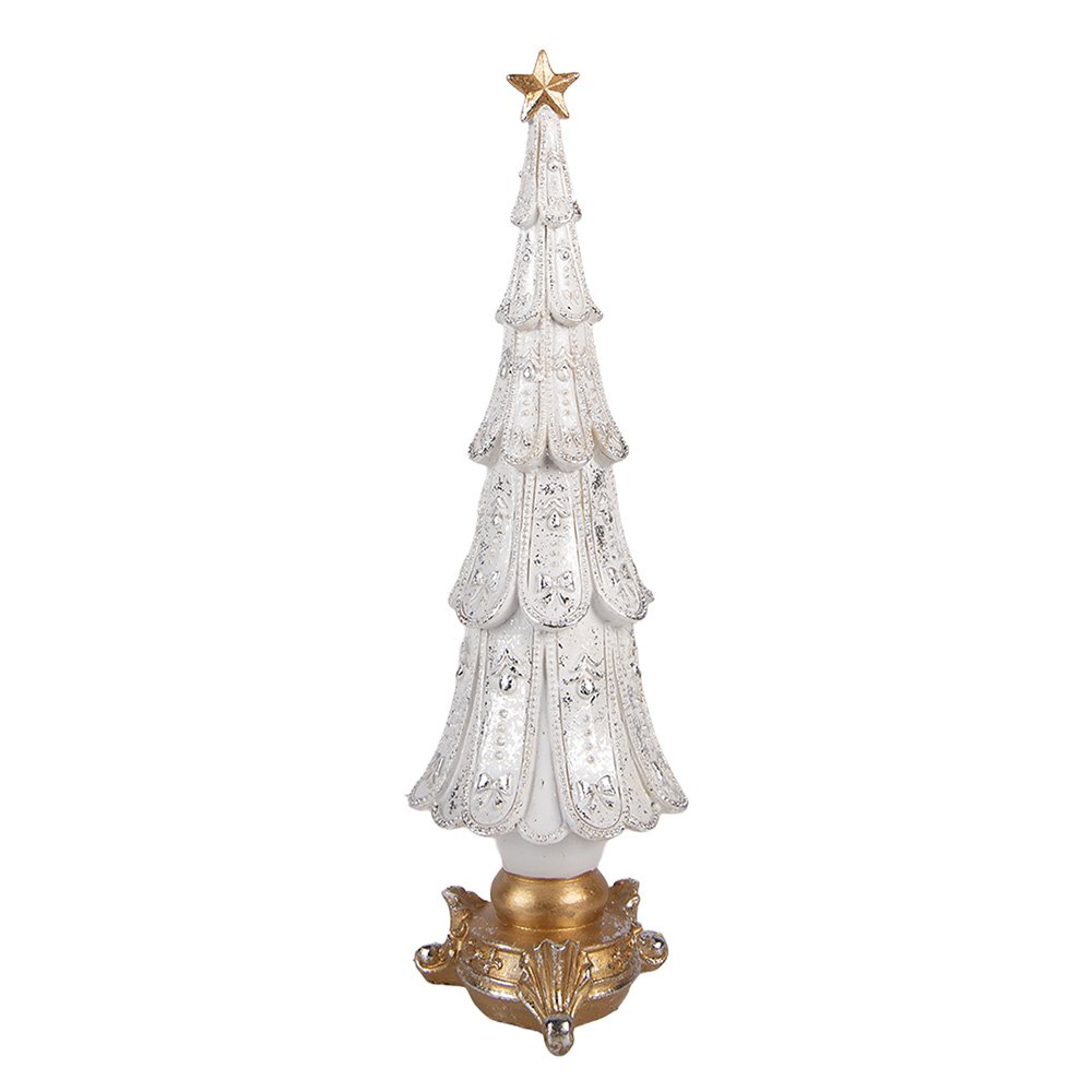 Kerstdecoratie Beeld Kerstboom Ø 9x30 cm Wit Kunststof
