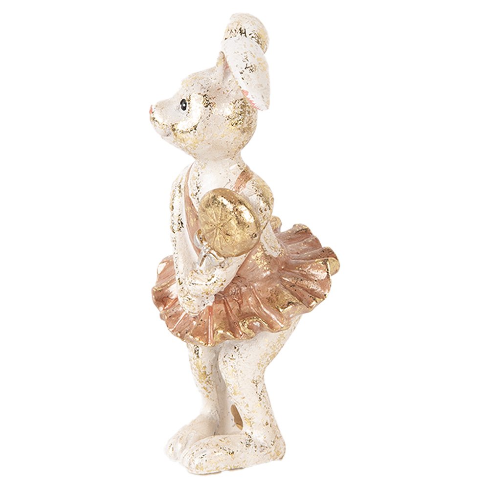 Decoratie Beeld Konijn 14 cm Beige Goudkleurig Kunststof
