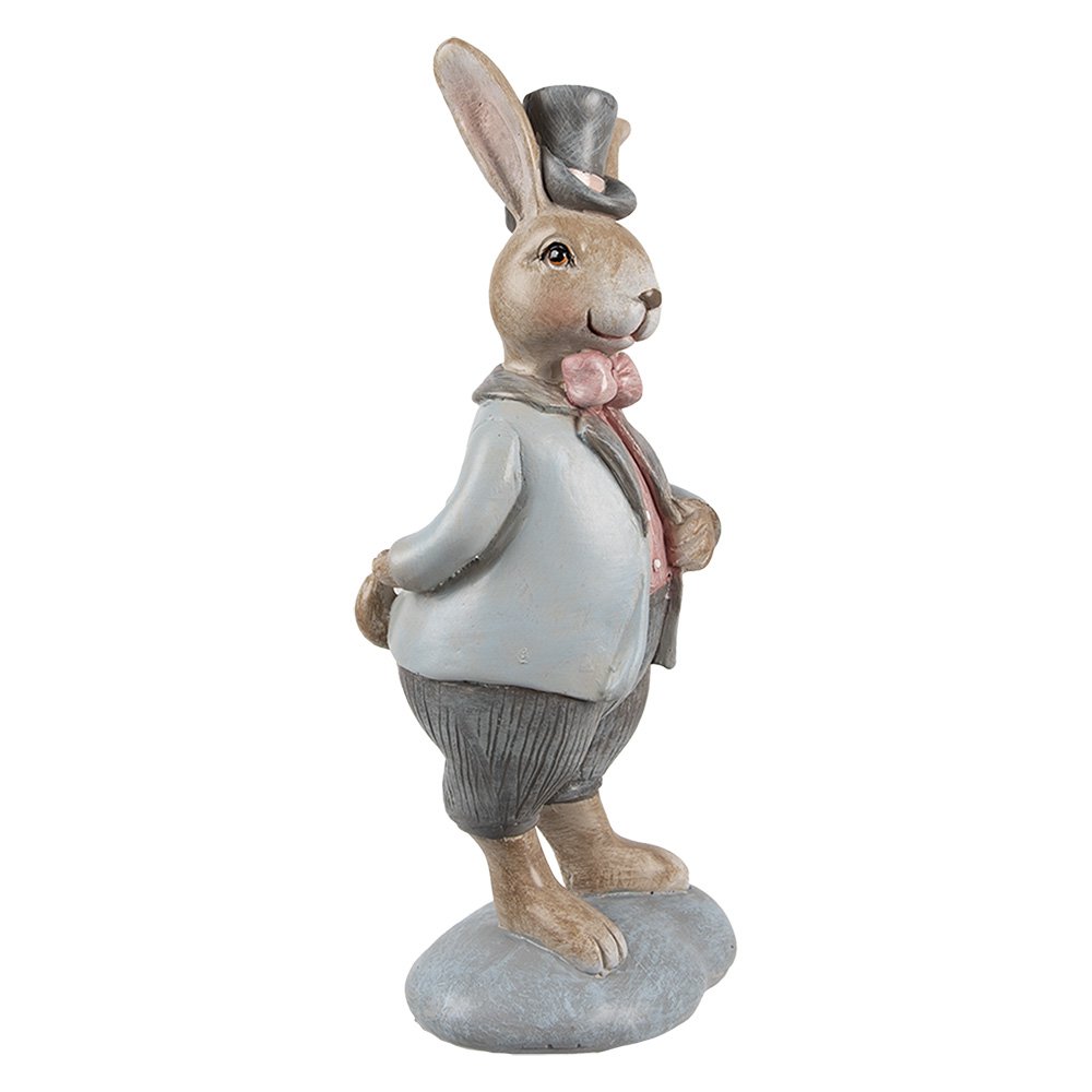 Decoratie Beeld Konijn 19 cm Beige Blauw Kunststof