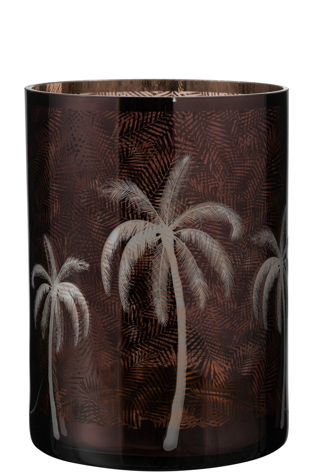 J-Line windlicht Palmboom - glas - bruin - extra large