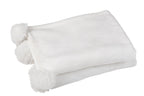 J-Line Plaid Pompon - polyester - wit - 170 x 130 cm