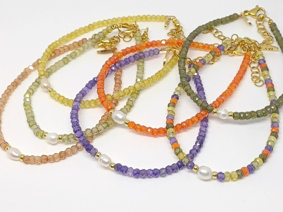 Zirkonia armband met zoetwaterparel