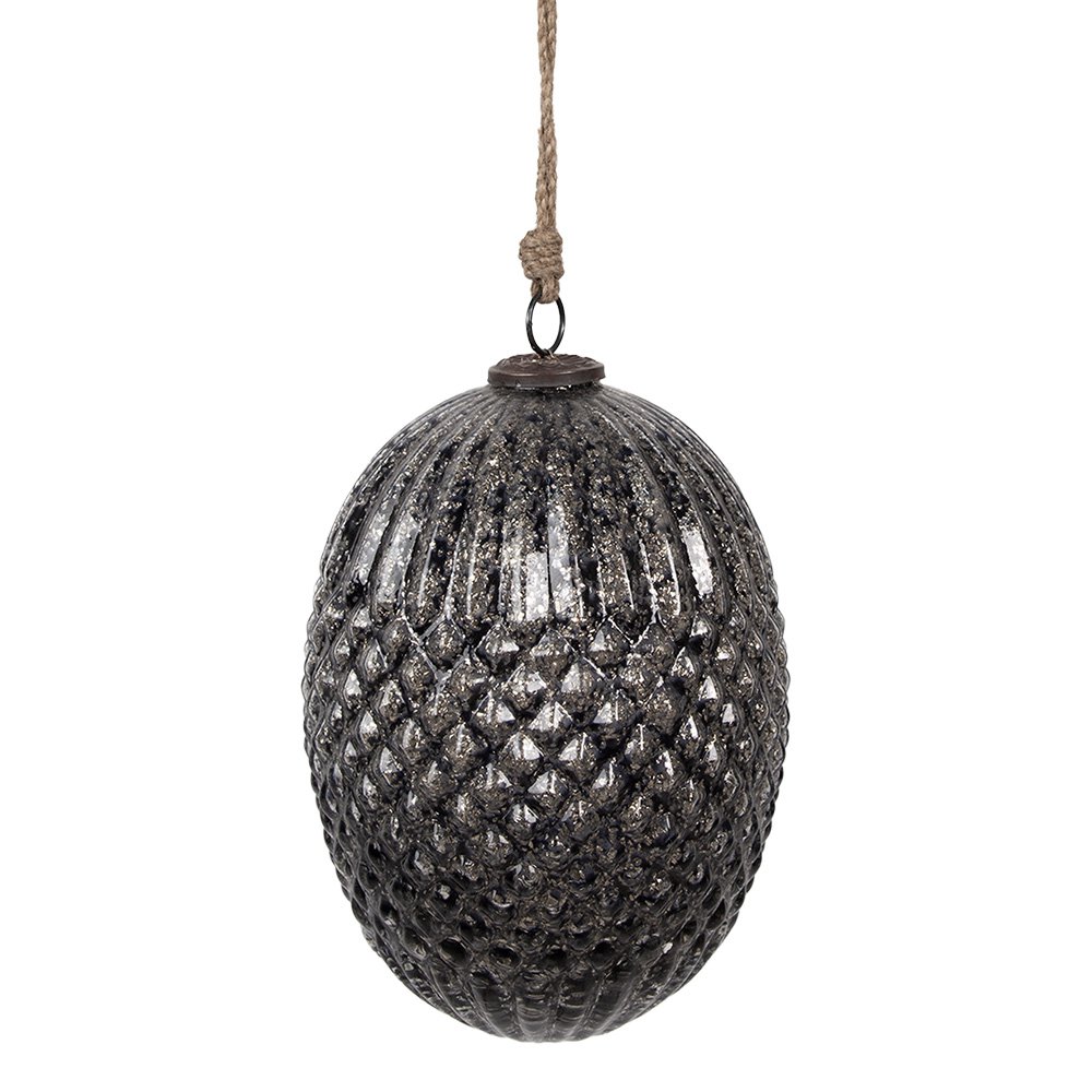 Kerstbal Ø 17x25 cm Zwart Glas Kerstboomversiering