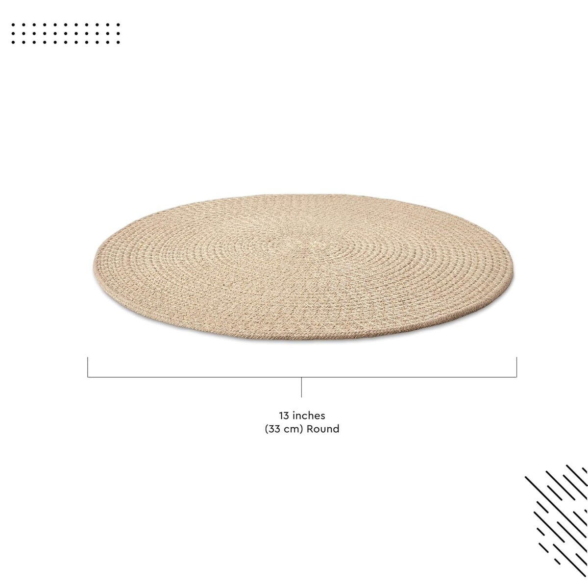 Ronde tafelmatten – katoenen geribbelde stijl, hittebestendig – diameter 32 cm, set van 4