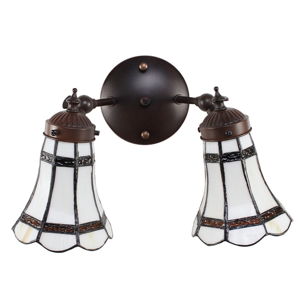 Wandlamp Tiffany 30x23x23 cm Wit Bruin Glas Muurlamp