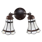 Wandlamp Tiffany 30x23x23 cm Wit Bruin Glas Muurlamp