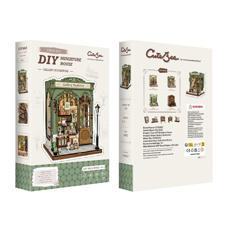 Cutebee, 3D DIY Huisje, Gallery Bookstore, CWGC214, 15,5x16,3x19cm