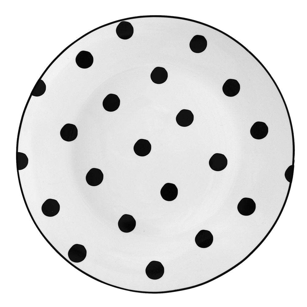 Dinerbord Ø 26 cm Wit Zwart Porselein Stippen Eetbord