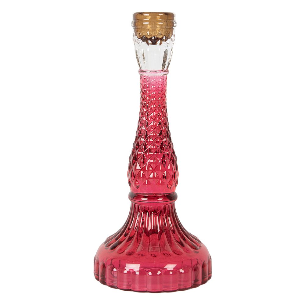 Kandelaar Ø 10x22 cm Roze Glas
