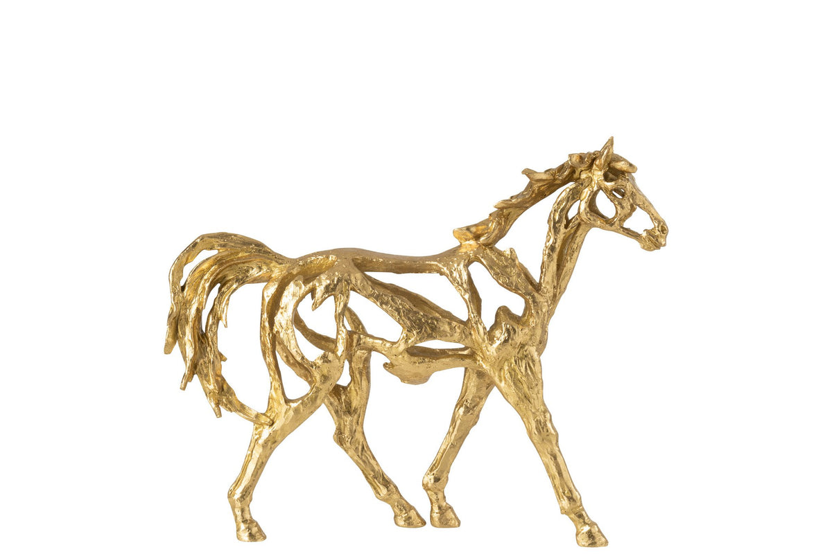 J-Line figuur Paard Rennen - polyresin - goud - S