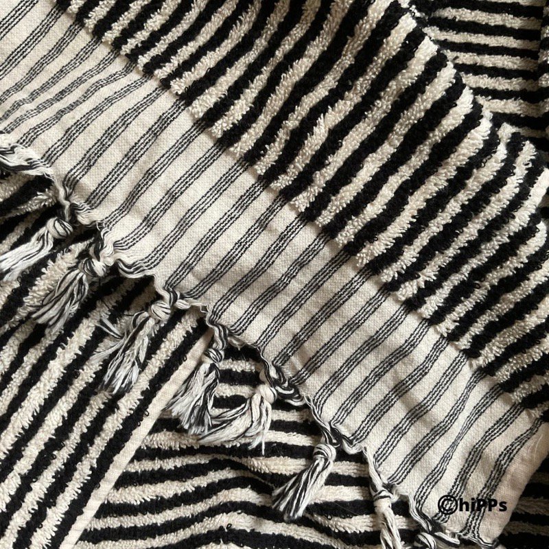PomPom Handdoek Stripe Black