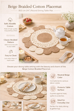 Beige katoenen gevlochten placemat – handgemaakte eetmat