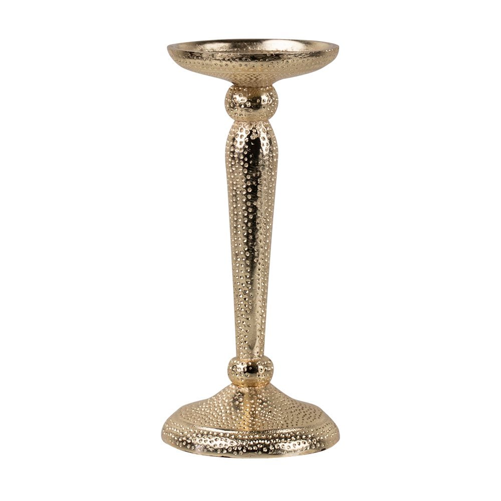 Kandelaar gehamerd champagne goud 22x10cm