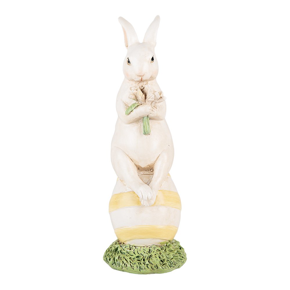 Decoratie Beeld Konijn 19 cm Wit Kunststof