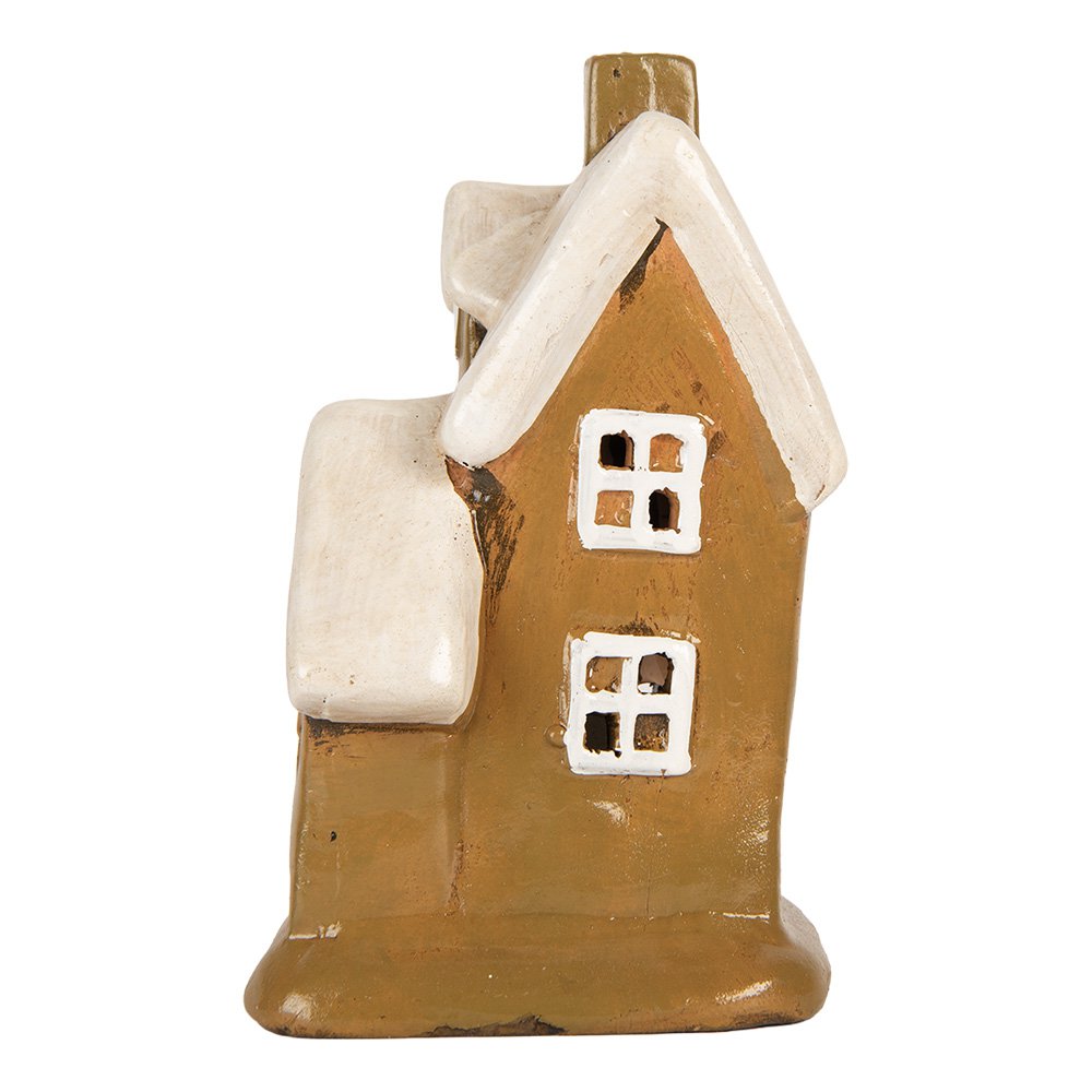Waxinelichthouder Huis 15x12x20 cm Bruin Keramiek