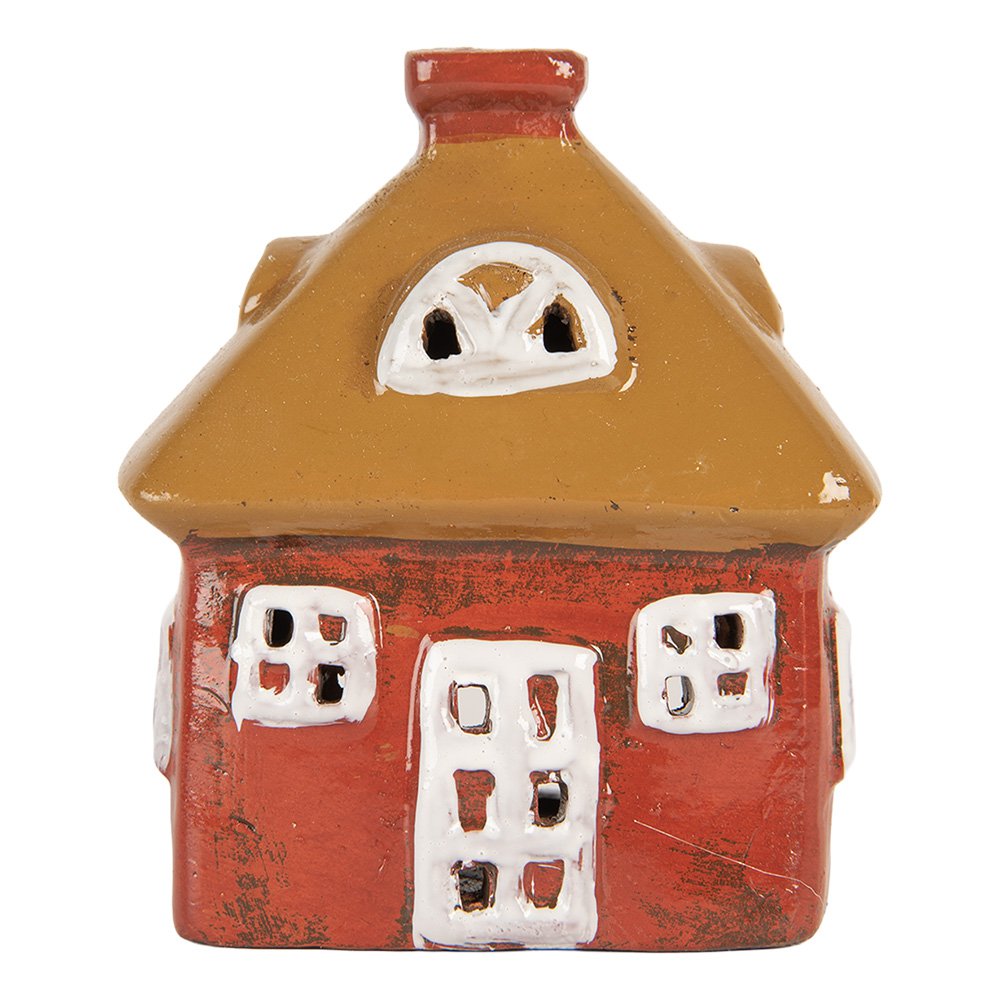 Waxinelichthouder Huis 9x6x10 cm Rood Keramiek