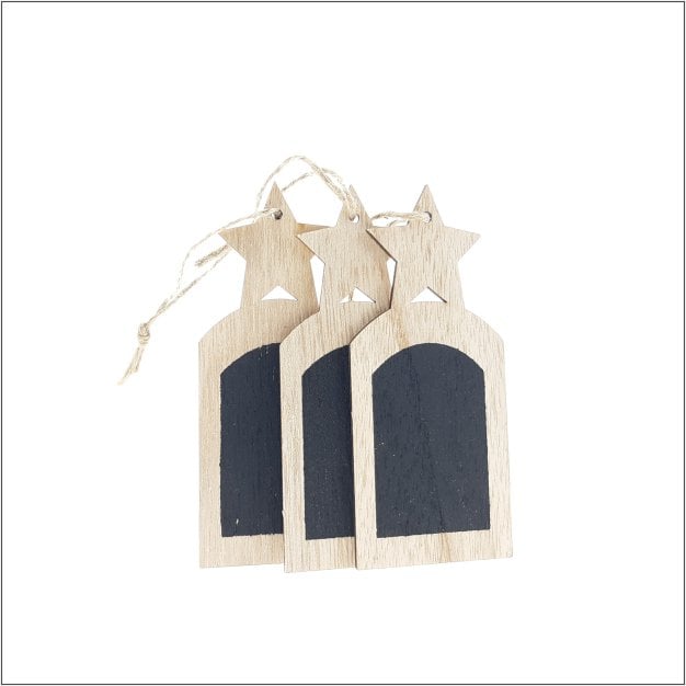 Hanger – krijtbordje - houten kaartje – set van 3