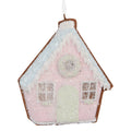 Kersthanger Gingerbread house 9x1x10 cm Roze Blauw Kunststof