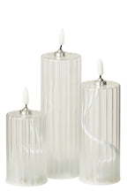 J-Line kaars Strepen - glas - transparant - L - LED