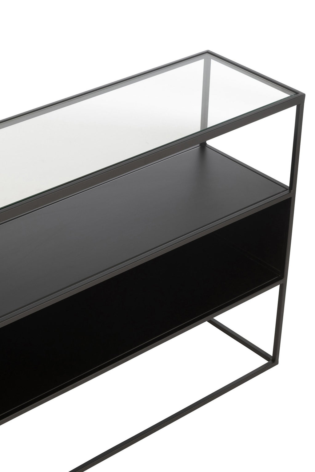 J-Line Console Vierkant Metaal/Glas Zwart