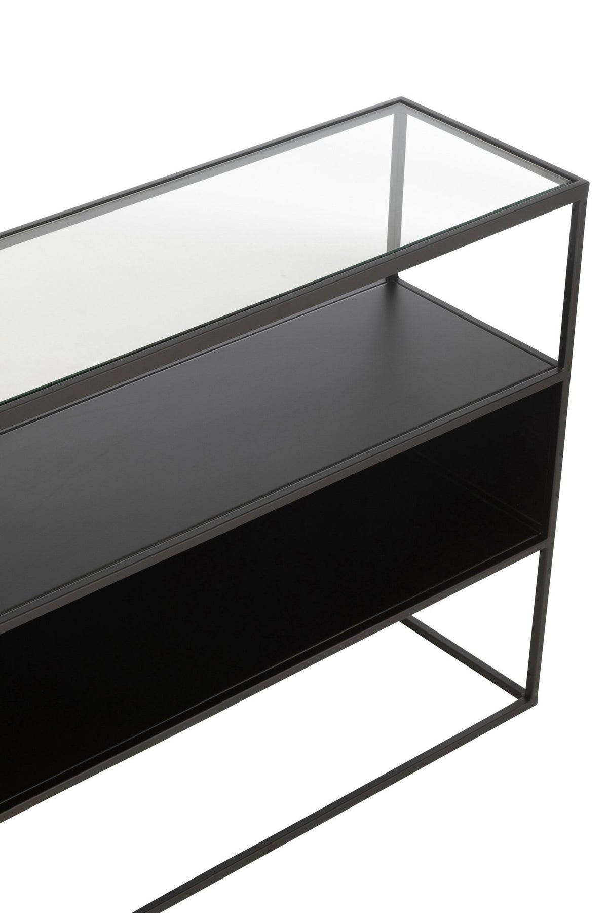 J-Line Console Vierkant Metaal/Glas Zwart