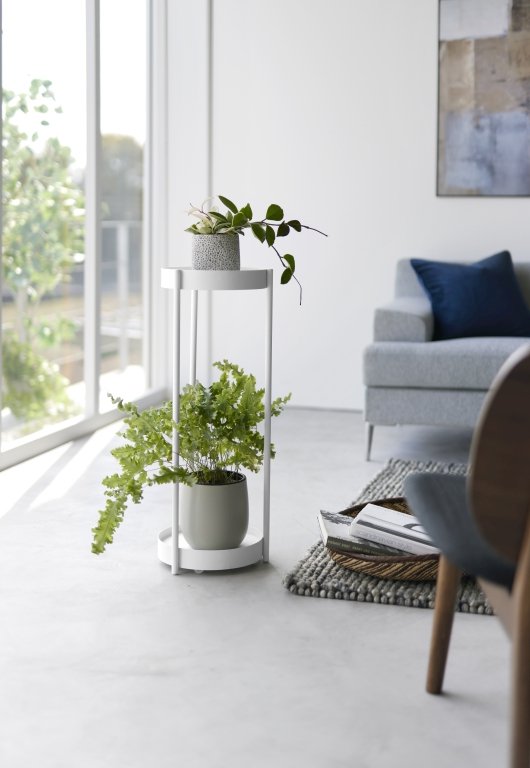 Yamazaki Tower Plantenstandaard 2-laags op wielen